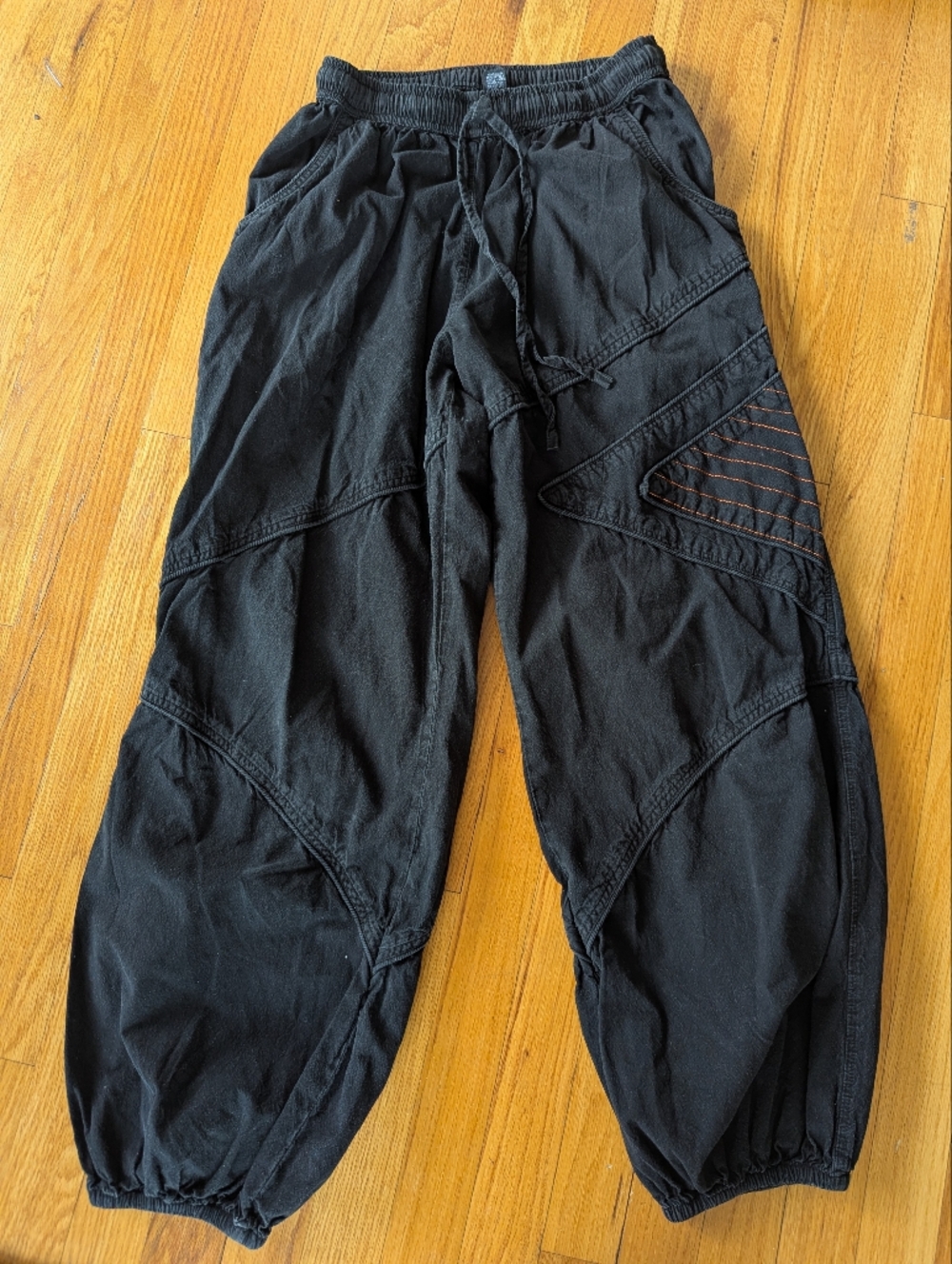 Black 90s Woven Drawstring Woven Jogger Pants M